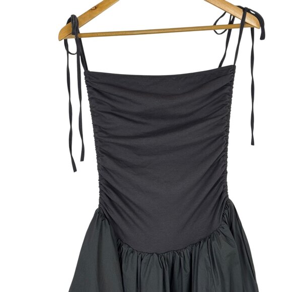 Amylynn Gray Drop Waist Bubble Hem Midi Dress Small Ruched Bodice Sleeveless - Picture 2 of 12